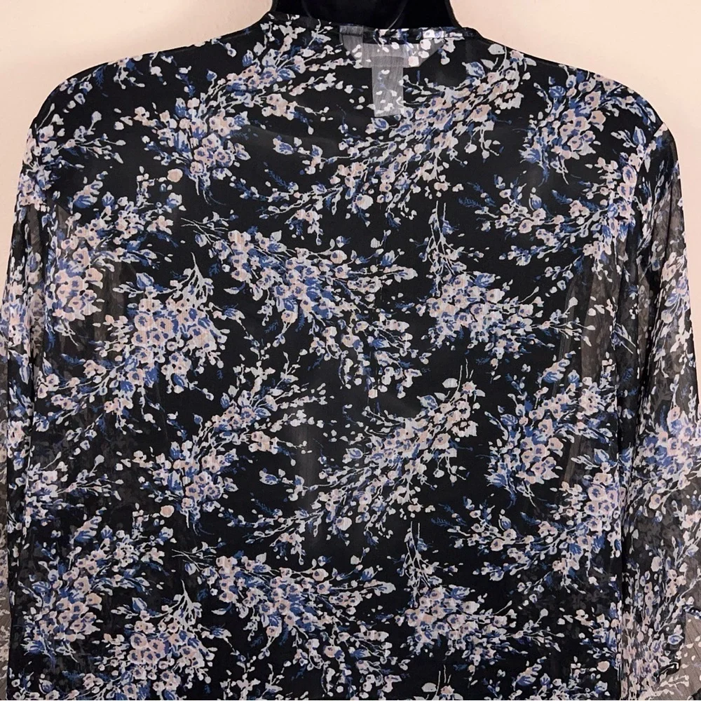 Lauren Conrad Sheer Shawl Floral Lightweight Open Front Short Sleeve